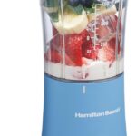 Hamilton Beach Portable Blender for Shakes and Smoothies, 14 Oz BPA Free Travel Cup & Lid, Durable Stainless Steel Blades, Personal Smoothie Blender, Tranquil Blue (51172)