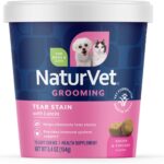 NaturVet  Tear Stain Plus Lutein  Eliminates Unsightly Tear Stains  Enhanced with Cranberry Extract, Marshmallow Root & Oregon Grape Root  for Dogs & Cats  70 Soft Chews