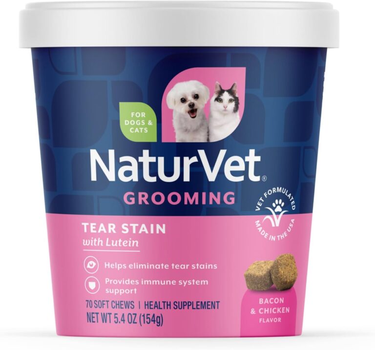 NaturVet  Tear Stain Plus Lutein  Eliminates Unsightly Tear Stains  Enhanced with Cranberry Extract, Marshmallow Root & Oregon Grape Root  for Dogs & Cats  70 Soft Chews