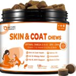 NATURE TARGET Omega 3 Fish Oil for Dogs, Salmon Oil Skin and Coat Supplement for Dogs Itchy Skin Relief with Omega 3-6-9 (EPA & DHA), Zinc, Biotin and Vitamin E & C - 120 Salmon Flavored Soft Chews