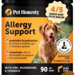 Pet Honesty Dog Allergy & Itch Relief - Advanced Itch Supplement with Probiotics for Dogs - Immune Support & Skin Relief for Seasonal Allergies - Natural Itchy Skin & Paw Relief - (Salmon, 90 Ct)