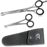 CT Pet Cat Dog Grooming Scissors Kit - 6 & 4 inch Hair Cutting Scissors Set, Japanese Stainless Steel Curved Blades with Safety Round Tips for Your Beloved Pets