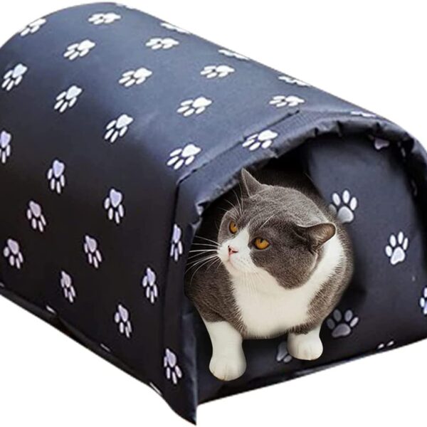 YOMEESOUL Outdoor Feral Cat House Winter,Weatherproof Waterproof Rainproof Foldable Cotton Filled Thicken Stray Feral Cats Dogs Tent Shelter Home Keep Warm Outdoor Indoor Garden (Medium - 2 Cats)