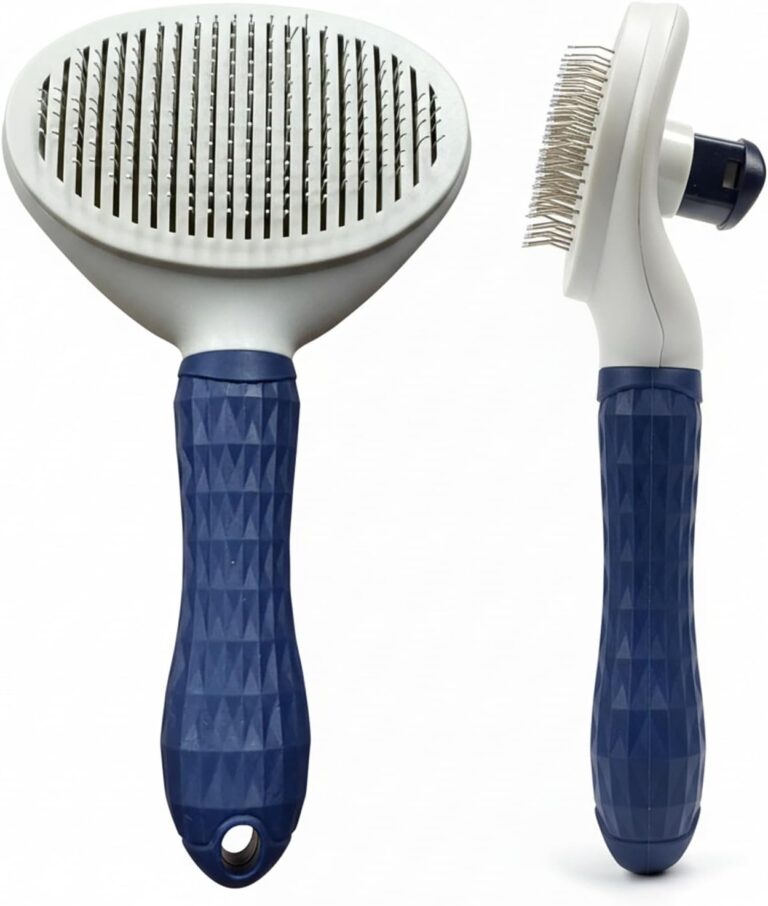 BPG Pet Grooming Tools for Dogs & Cats- Self-Cleaning Slicker Brush, Removes Loose Hair- Skin Safe Easy to Use Deshedding & Detangling Grooming Tool for All Coat Types