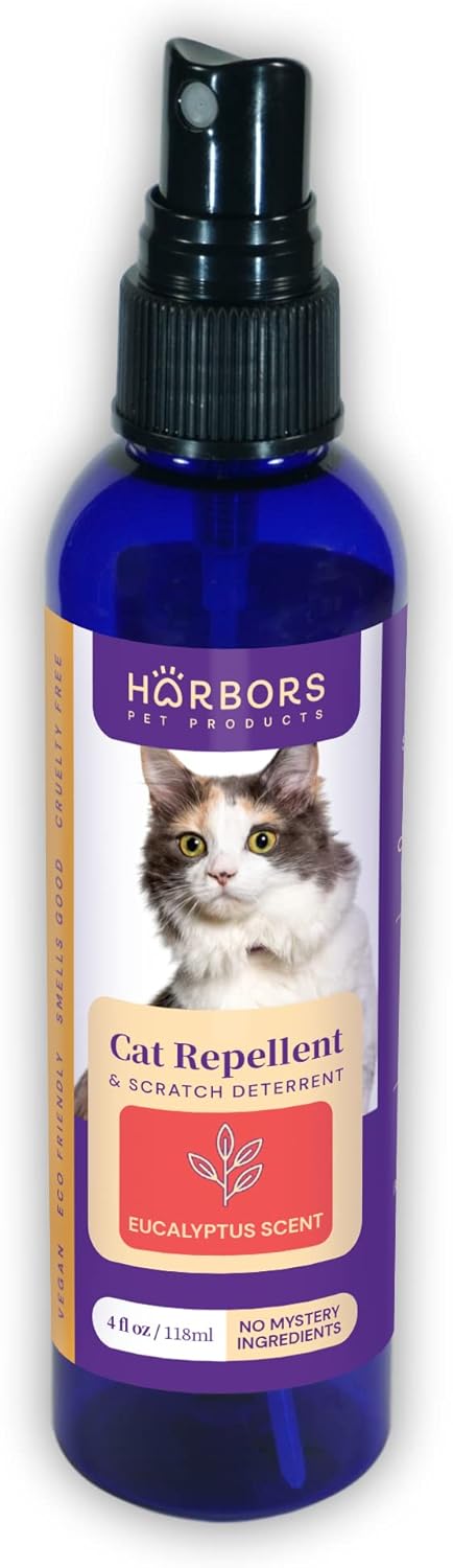 Harbor's Pet Products Harbors Cat Scratch and Chewing Deterrent Spray - 4 oz / 118 ml | Formulated with Essential Oils | 100% Satisfied or Return (Eucalyptus)