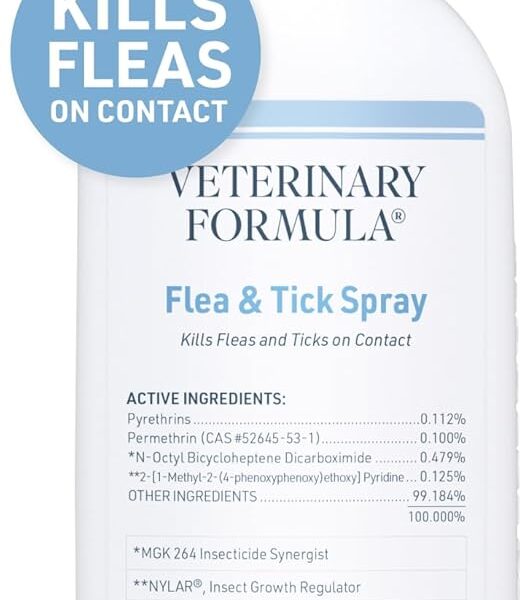 Veterinary Formula Flea and Tick Spray for Dogs, 8 oz  Easy-to-Use Dog Flea Spray, Kills on Contact, Prevents Egg & Larval Development for 14 weeks