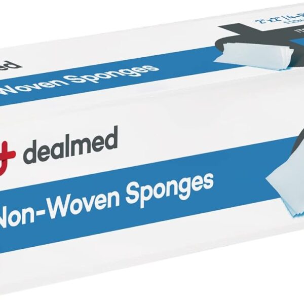 Dealmed 2" x 2" Non-Woven Gauze Sponges (200 Count) 4-Ply All-Purpose Non-Sterile Absorbent Dental Gauze Wound Care Product for First Aid Kit/Medical Facilities (Pack of 1)