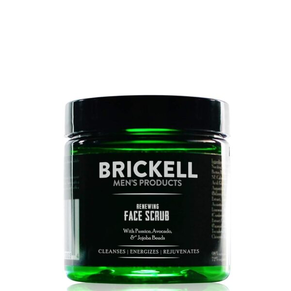 Brickell Men's Renewing Face Scrub for Men, Natural and Organic Deep Exfoliating Facial Scrub Formulated with Jojoba Beads, Coffee Extract and Pumice, 4 Ounce, Scented