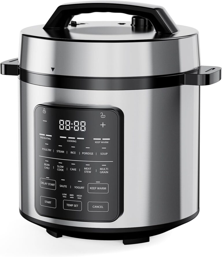 DUMOS 12-in-1 Electric Pressure Cooker 6 QT Stainless Steel Multi Cooker Electric for Pressure, Rice, Steamer, Yogurt Maker, Slow Cook,Meat Stew, Cake, Porridge, Multigrain, Sliver