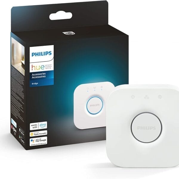 Philips Hue Bridge, Unlock The Full Potential of Hue Bridge System, Multi-Room and Out-of-Home Control, Create Automations and Zones, Smart Lighting Hub, Works with Voice and Matter-Compatible