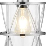 Modern Cylindrical Pendant Light with Clear Glass, Brushed Nickel Hanging Light, Transitional Metal Pendant Lighting Fixture for Kitchen Island Sink Dining Room Bar