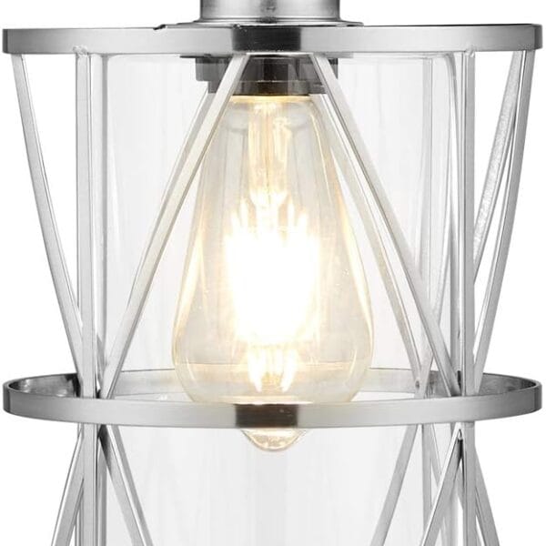 Modern Cylindrical Pendant Light with Clear Glass, Brushed Nickel Hanging Light, Transitional Metal Pendant Lighting Fixture for Kitchen Island Sink Dining Room Bar
