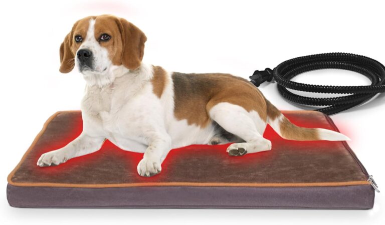 NAMOTEK Outdoor Heated Pet Bed for Cats Dog in Winter with Orthopedic Foam Base Auto Constant Temperature Electric Heating Pad & Waterproof Liner for Dog House Cabin Cot Doorway(31" Lx19 Wx1.7 Th)