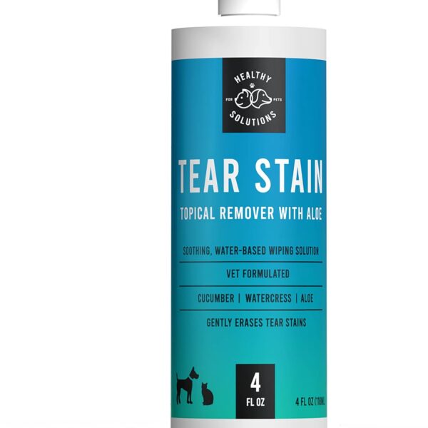Tear Stain Remover for Dogs - 4 fl oz Solution for White Dogs & All Other Dog Breeds - Eliminates Unsightly Eye Tear Stains for Dogs & Cats