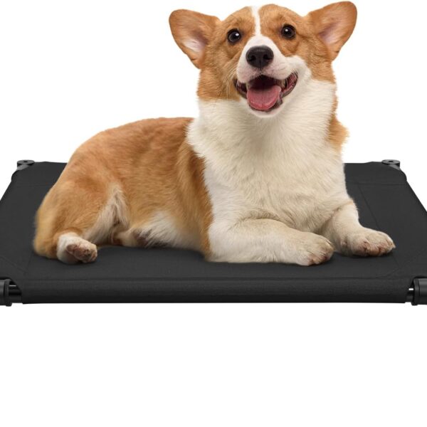 Love&go Elevated Dog Bed with Metal Frame, Cooling Raised Pet Cot for Dog and Cat (S - Black, Small-18.5x18.5x5.5 inch)