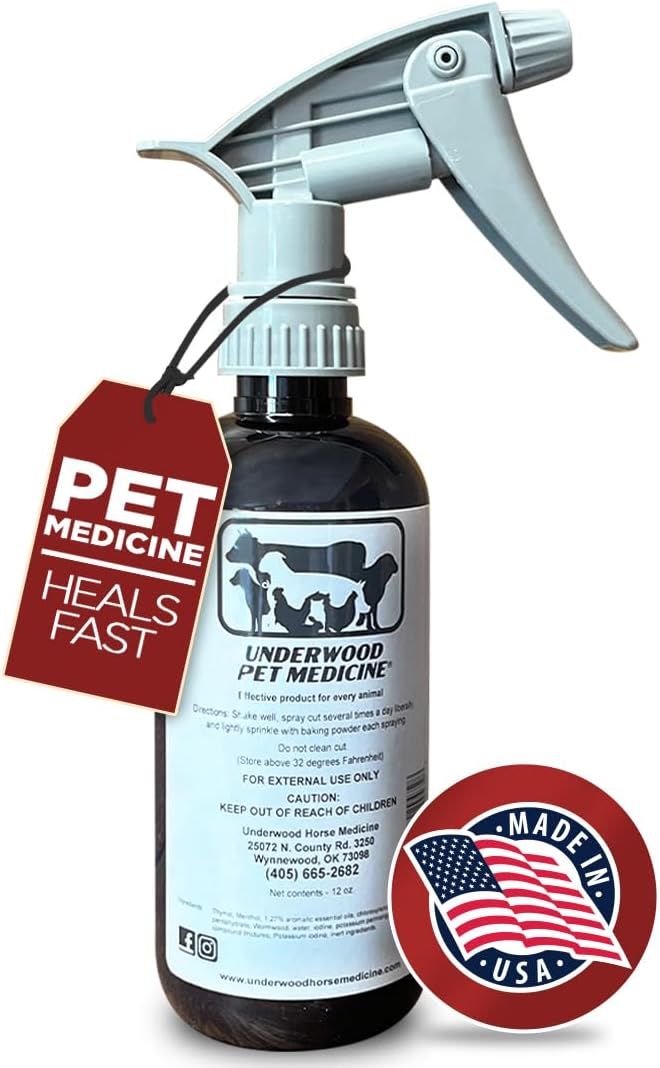 Underwood Pet Wound Care Spray  Versatile & Economical Wound Care Solution for All Animals - Prevents Infections, Gentle & Easy to Use - Antiseptic Spray Suitable for Cuts, Scrapes & Open Wounds
