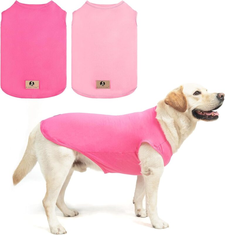 KOOLTAIL Girl Dog Clothes for Large Dogs, 2 Pack Cotton Valentines Dog T Shirts Coats for Outdoor, UV & Insect Protection Anti-Hair Loss & Lightweight Pet Vest Tank Tops Apparel, Pink & Rose, XL
