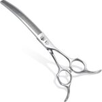 Professional Curved Thinning Scissors for Dog Grooming, 30-Degree Curvature, Japanese 440C for Trimming Dogs Cats and Other Pets face and paws (Curved Thinner)