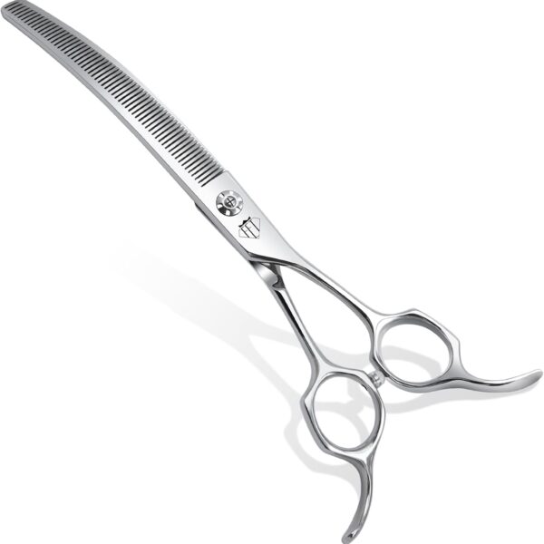 Professional Curved Thinning Scissors for Dog Grooming, 30-Degree Curvature, Japanese 440C for Trimming Dogs Cats and Other Pets face and paws (Curved Thinner)