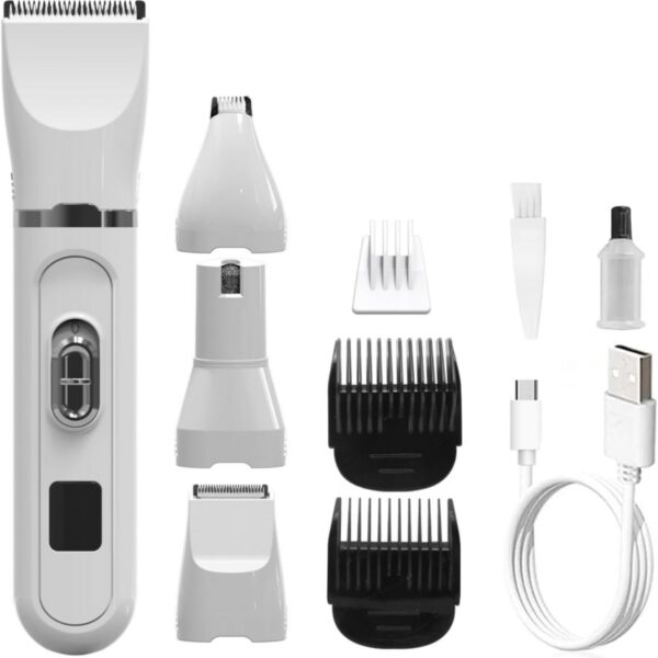 Dog Grooming Kit, 4 in 1 Quiet Pet Clippers for Grooming Supplies, Cordless Cat Paw Trimmer Dog Nail Grinder, Professional Long Hair Shaver Set for Cat Matted Hair and Small Dogs