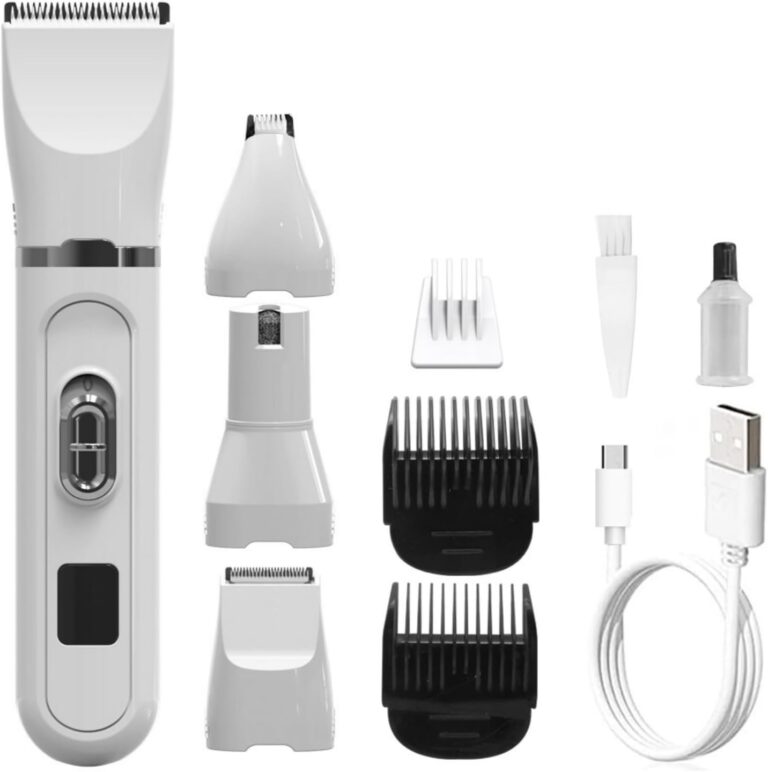 Dog Grooming Kit, 4 in 1 Quiet Pet Clippers for Grooming Supplies, Cordless Cat Paw Trimmer Dog Nail Grinder, Professional Long Hair Shaver Set for Cat Matted Hair and Small Dogs