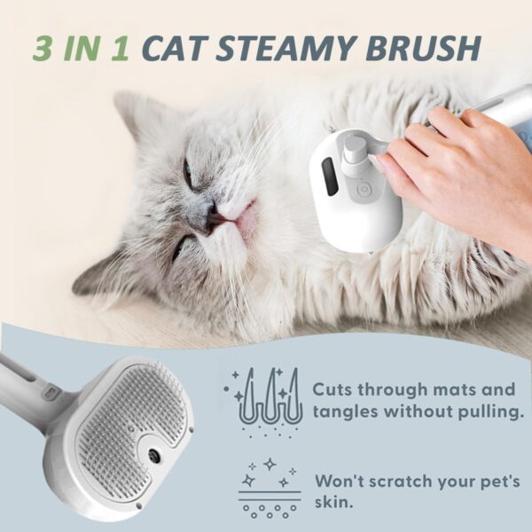 Fresh Fur Shower Brush, 3 In 1 Self Cleaning Pet Spray Hair Removal Comb, Pet Steamy Shower Brush + Bathing Solution, Removes Loose Hair & Reduces Shedding, for Long & Short Haired Pets (White)