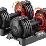SKOK Adjustable Dumbbells Set, 55LB Adjustable Dumbbell Weight Set w,Space Saving & Strength Training Weights for Home Gym Exercise