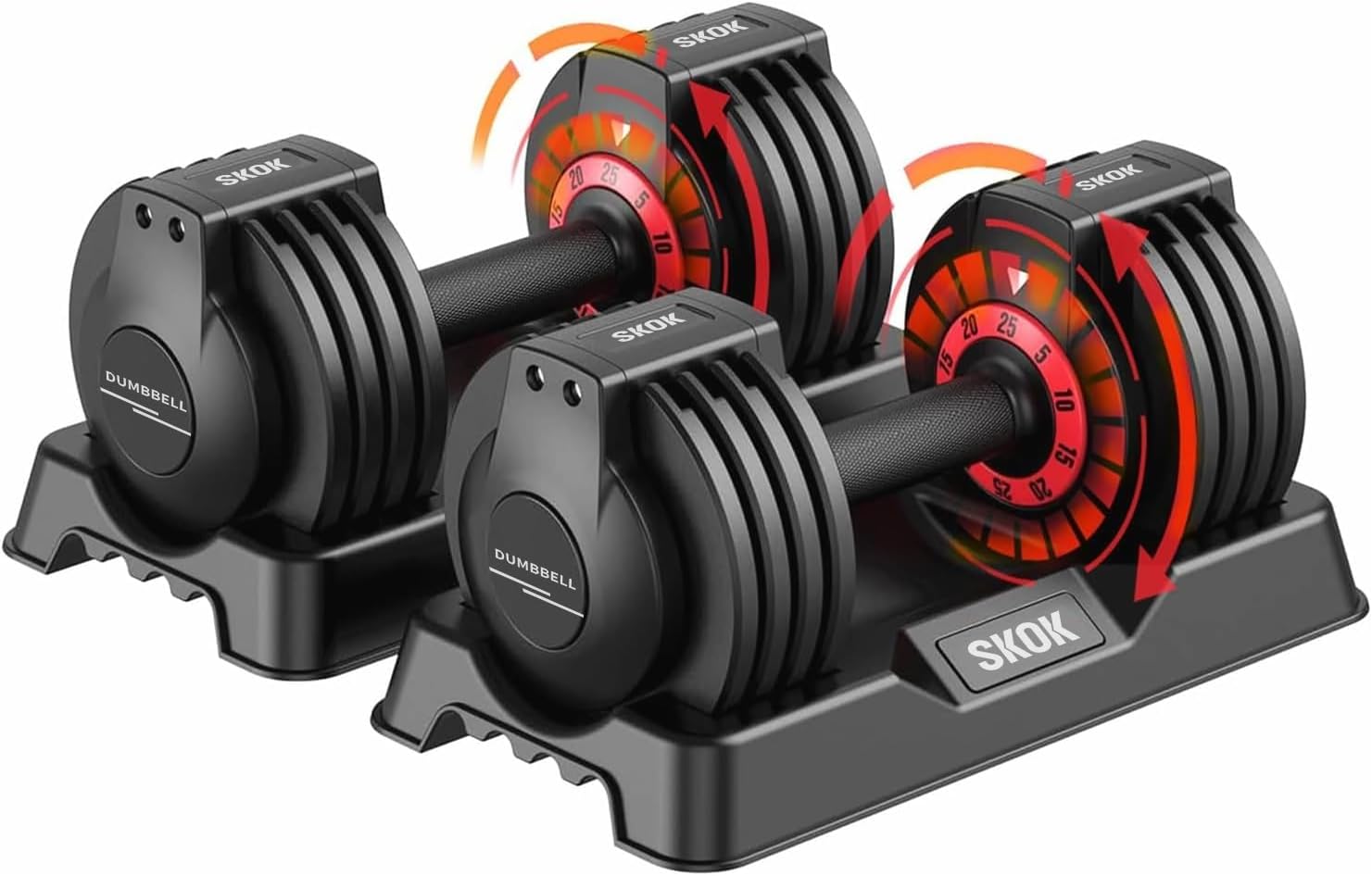 SKOK Adjustable Dumbbells Set, 55LB Adjustable Dumbbell Weight Set w,Space Saving & Strength Training Weights for Home Gym Exercise SKOK Adjustable Dumbbells Set, 55LB Adjustable Dumbbell Weight Set w,Space Saving & Strength Training Weights for Home Gym Exercise