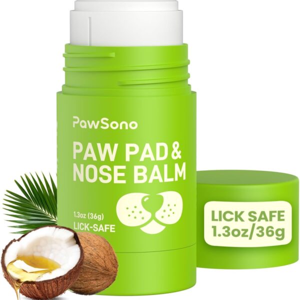Lick-Safe Dog Paw & Nose Balm with Coconut Oil | Winter Road Salt & Cold Pavement Protector | All-Natural Moisturizer & Soother for Dry, Cracked Pads & Snout | Nose Butter for Bulldogs (1.3 oz / 36 g)