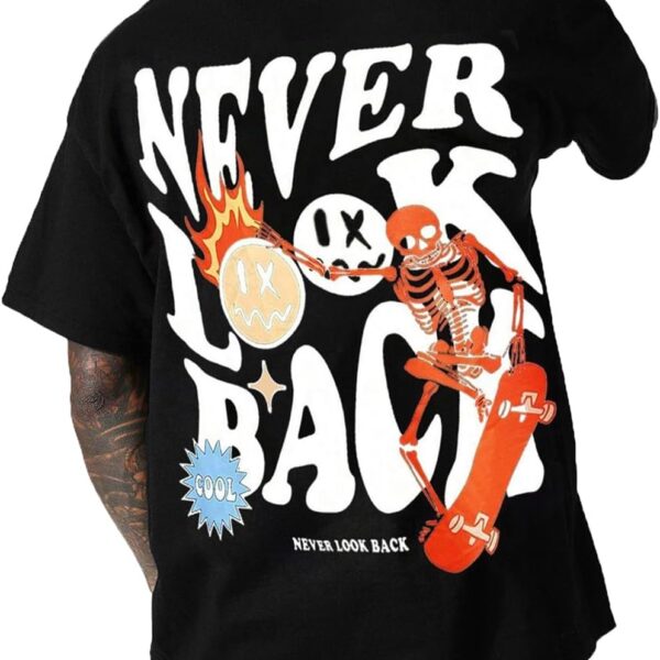 UOUA Mens Graphic Tees Vintage T-Shirts Oversized Letter Print Casual Crewneck Cotton Top Short Sleeve Rapper Streetwear