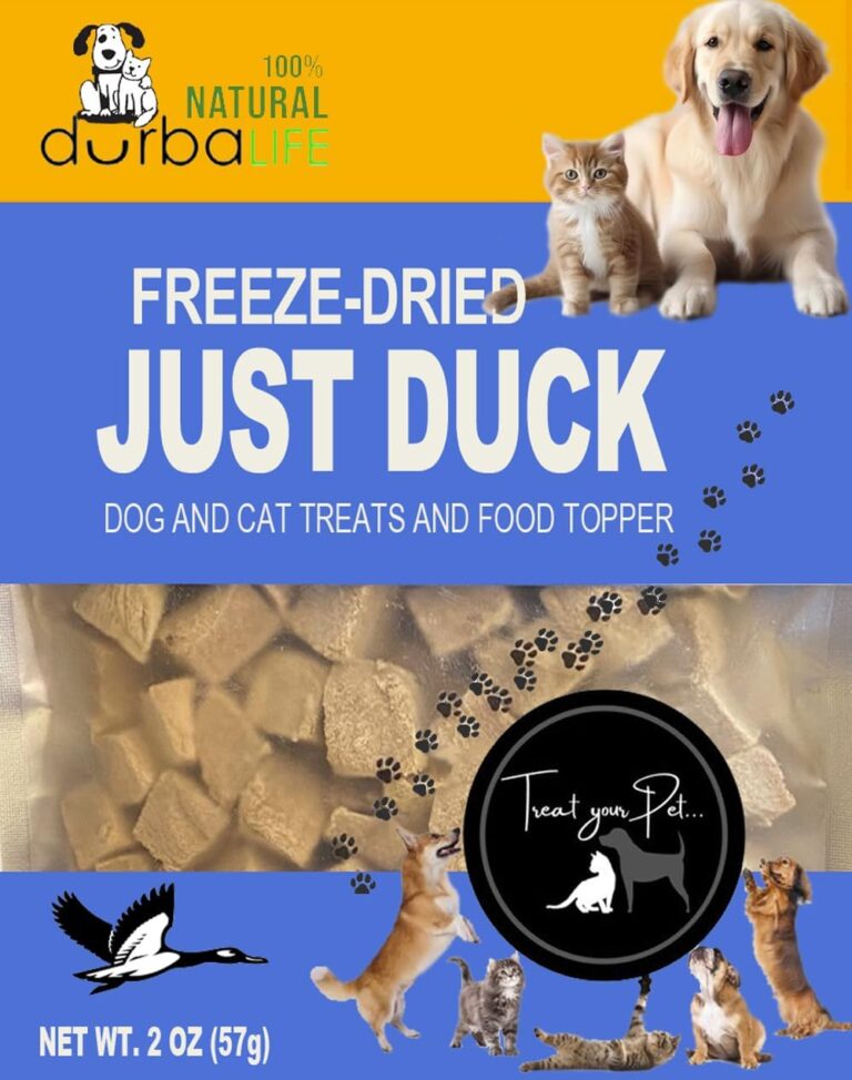 DurbaLife Freeze Dried Dog and Cat Treats Food Topper (2.0 oz, Just Duck)