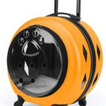 Pet Carrier with Wheels Pet Trolley Suitcase Portable Travel Bag for Cats Outing, Large Capacity Transparent Backpack for Cats Pet Carrier (Color : Oran