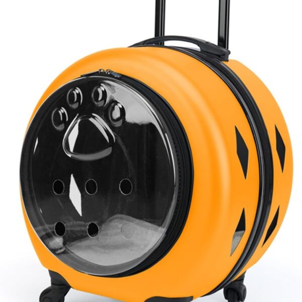 Pet Carrier with Wheels Pet Trolley Suitcase Portable Travel Bag for Cats Outing, Large Capacity Transparent Backpack for Cats Pet Carrier (Color : Oran