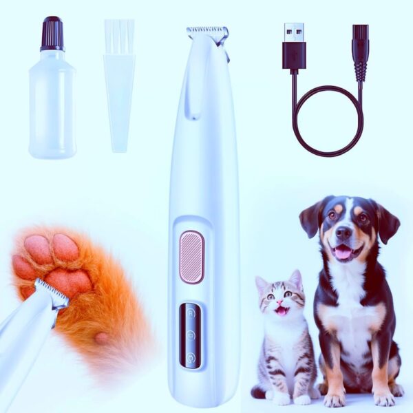 Micro Precision Dog Paw Trimmer, Pet Paw Trimmer with LED Light, Electric Pet Clippers Rechargeable, Grooming Shaver for Dogs Cats Rabbits Eyes Face Ears Feet Rump Hair, Paw Cleaner Waterproof