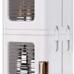 VECELO 4-Tier Tall Narrow Storage Cabinet with Movable Wheels, Adjustable Shelves, Anti-Tip, Slim, for Small Space, Bathroom, Kitchen, Laundry, White