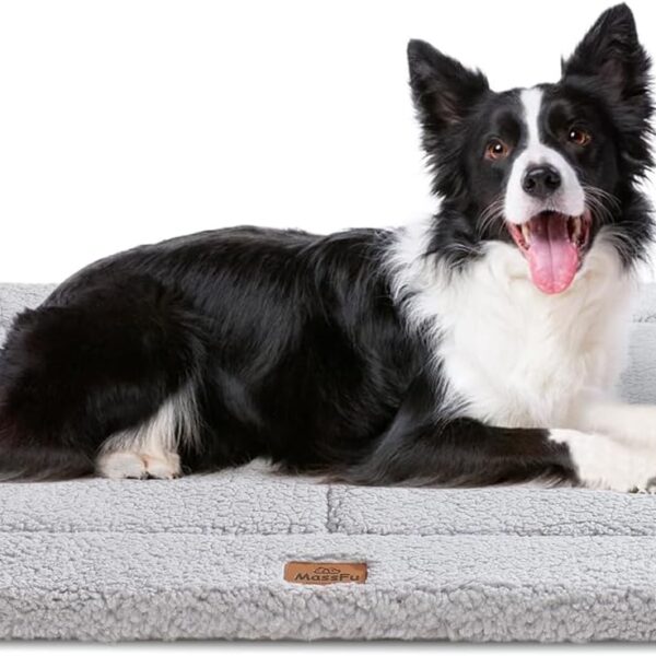 Dog Beds Crate Pad for Medium Small Dogs, Reversible & Washable Non-Slip Kennel Pet Mat, Soft Fleece and High Density Foam Cat Bed for Indoor & Outdoor Use, 36" x 27", Gray