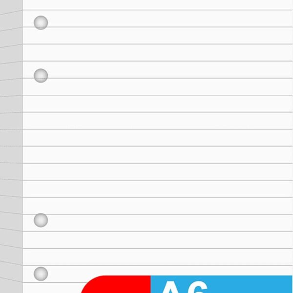 A6 Lined Refill Paper, 100 Sheets/200 Pages Loose Leaf Paper for Filofax Person Binders, 6 Holes Punched, 100gsm Ruled White Filler Paper, 3.75'' x 6.75''