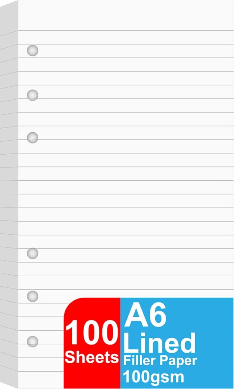 A6 Lined Refill Paper, 100 Sheets/200 Pages Loose Leaf Paper for Filofax Person Binders, 6 Holes Punched, 100gsm Ruled White Filler Paper, 3.75'' x 6.75''