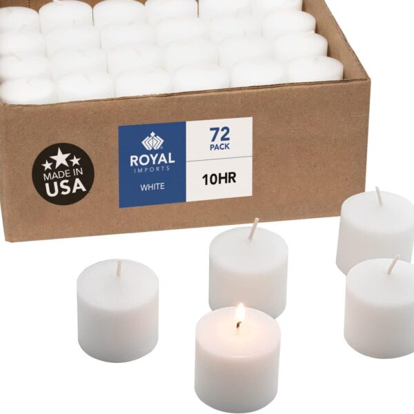 Royal Imports Votive Candle, Unscented White Wax, Box of 72, for Wedding, Birthday, Party, Spa, Holiday & Home Decoration (10 Hour Burn Time)