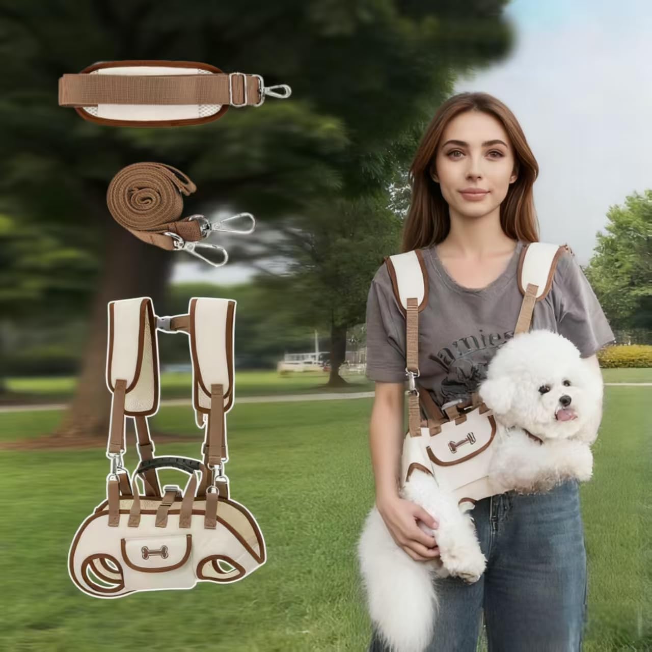 Hands Free 6-in-1 Pet Carrier Backpack for Travel, Adjustable Sling Shoulder Bag with Spine Support & Lift Harness, Breathable Air Mesh Carrier for Dogs & Cats (8-14 lbs) Hands Free 6-in-1 Pet Carrier Backpack for Travel, Adjustable Sling Shoulder Bag with Spine Support & Lift Harness, Breathable Air Mesh Carrier for Dogs & Cats (8-14 lbs)