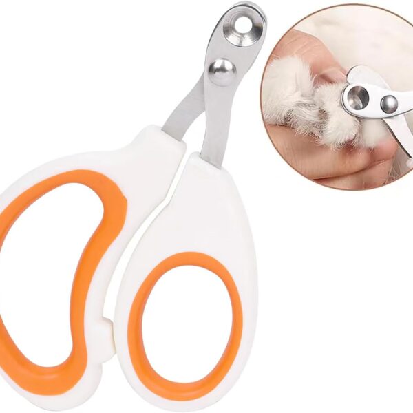 Cat Nail Clippers with Circular Cut Hole -Avoid Over Cutting Pet Nail Clippers -Sharp Angled Blade Professional Paw Trimmer Set for Novice Pet Families (Orange)