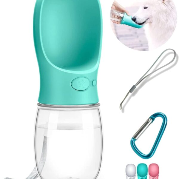 Dog Water Bottle, Leak Proof Portable Pet Water Bottles for Dogs, Puppy Water Dispenser with Drinking Feeder for Travel (Teal 12oz)
