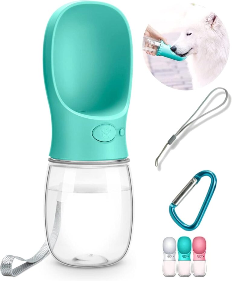 Dog Water Bottle, Leak Proof Portable Pet Water Bottles for Dogs, Puppy Water Dispenser with Drinking Feeder for Travel (Teal 12oz)