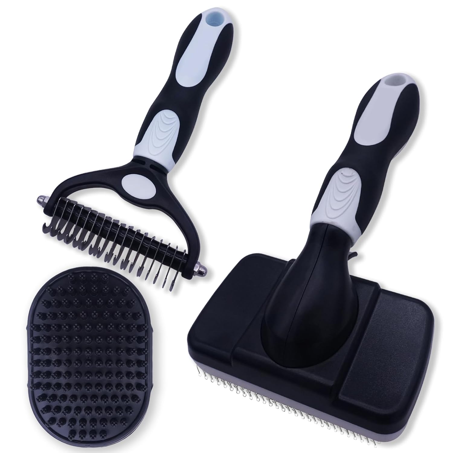 Dog brush Dog Grooming Kit 3PS self-cleaning slicker brush dog Deshedding Tool&TPR Dog Bath Brush for dogs cats horse Home Travel (white) Dog brush Dog Grooming Kit 3PS self-cleaning slicker brush dog Deshedding Tool&TPR Dog Bath Brush for dogs cats horse Home Travel (white)