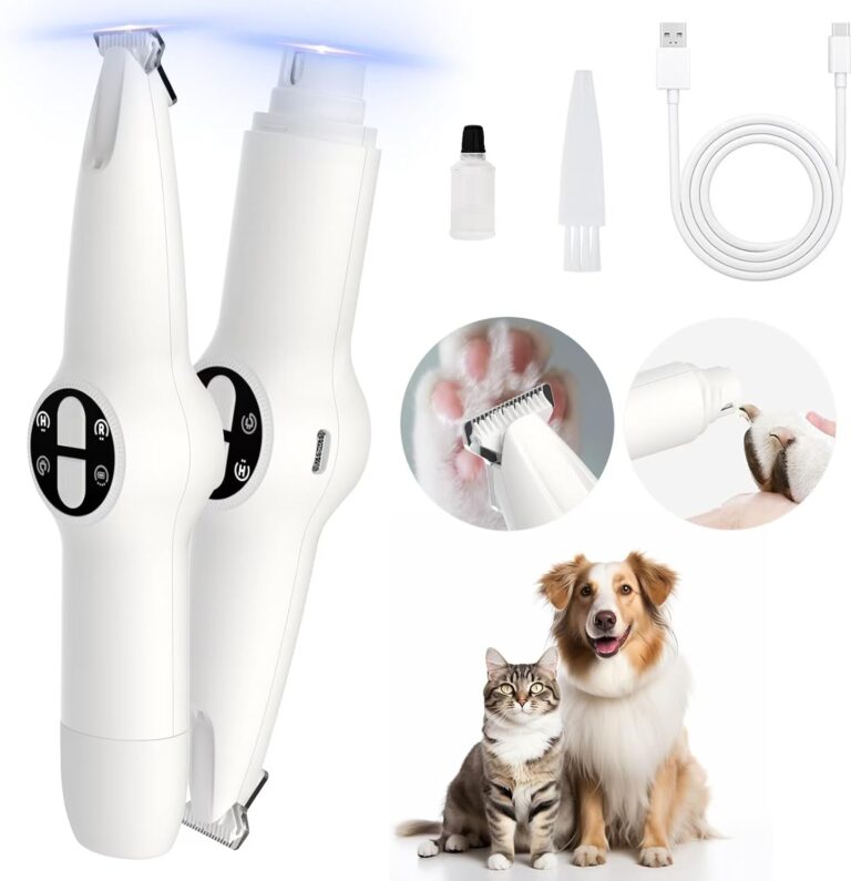 Dog Paw Trimmer with LED Light, Upgraded 2 in 1 Dog Grooming Kit, Cordless Pet Nail Trimmers Grinder with 3 Ports for Small Medium Large Dogs, Pet Micro Precision Electric Trimmer for Paws Eyes Ears
