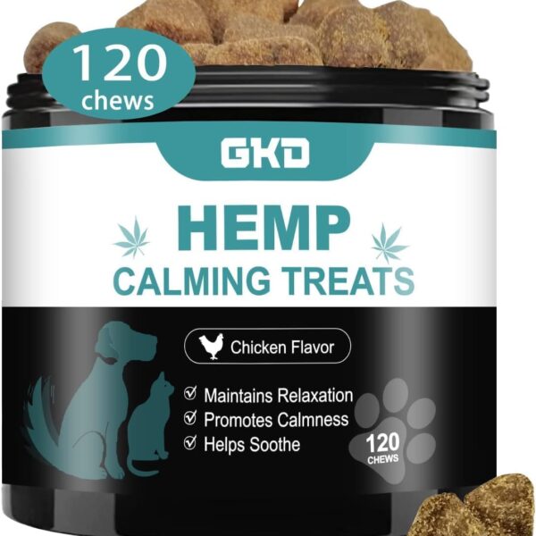 Hemp Calming Chews for Dogs, Dog Calming Treats Anxiety Relief 100% Golden Ratio of Natural Ingredients Treat, Aid with Separation, Barking, Stress Relief, Thunderstorms