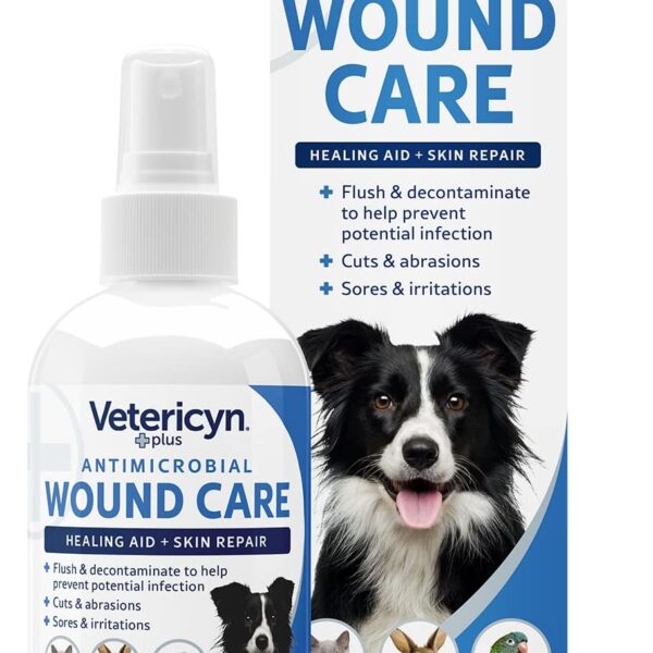 Vetericyn Plus Dog Wound Care Spray | Healing Aid and Skin Repair, Clean Wounds, Relieve Dog Skin Allergies, Safe for All Animals. 3 ounces