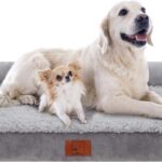 Bolster Dog Bed for Extra Large Dogs, Memory Foam Orthopedic L-Shape Dog beds with Removable Washable Cover, Cozy Plush Pet Sofa, Pet Bed with Waterproof Lining and Nonskid Bottom