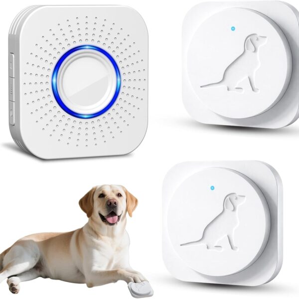 Dog Door Bell for Potty Training, Smart Wireless Doggie Doorbell to Go Outside, 1000 Feet Long Range with IP65 Waterproof Touch Button, 20 Melodies & Adjustable Volume (2 Button)