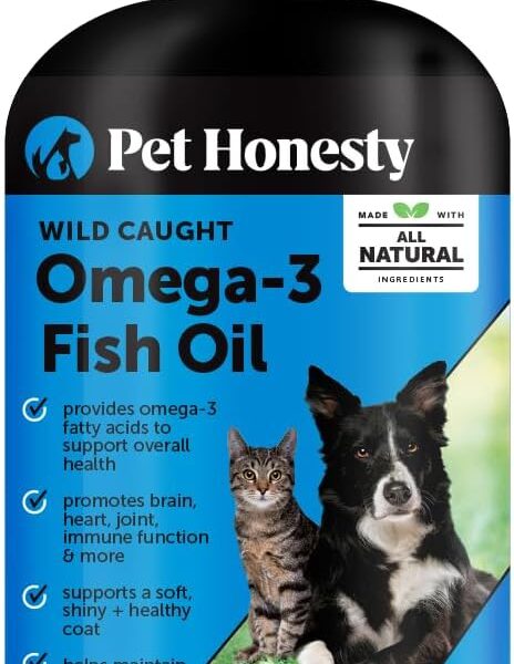 Pet Honesty Omega 3 Fish Oil Supplement for Dogs & Cats (32oz), Wild Caught Omega 3 Fish Oil for Skin and Coat Health, Supports Shedding, Skin & Coat, Immunity, Joint, Brain & Heart, EPA + DHA